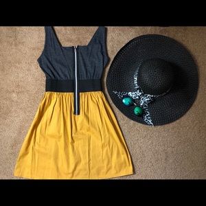 Mustard/Gray Zip Up Dress